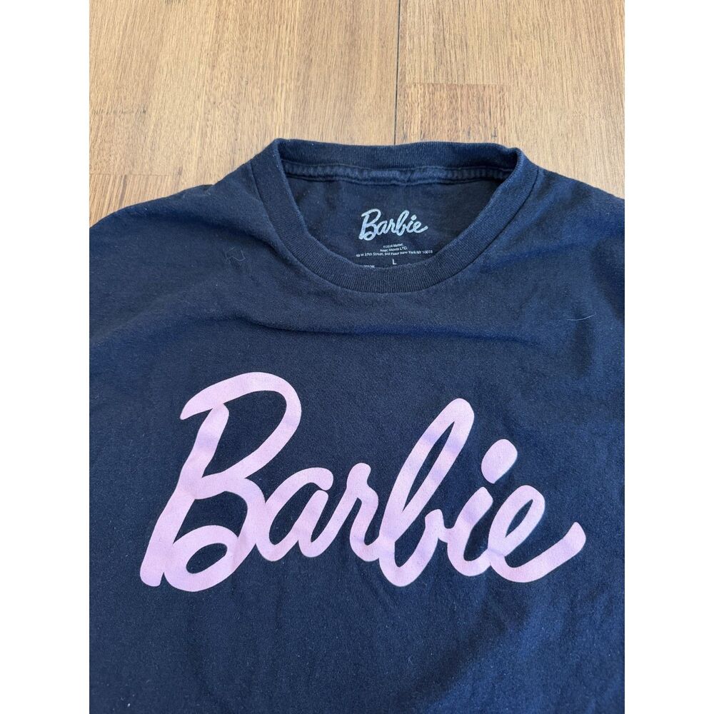 Barbie Official Graphic Logo Short-Sleeve T-Shirt - Black / Pink Large